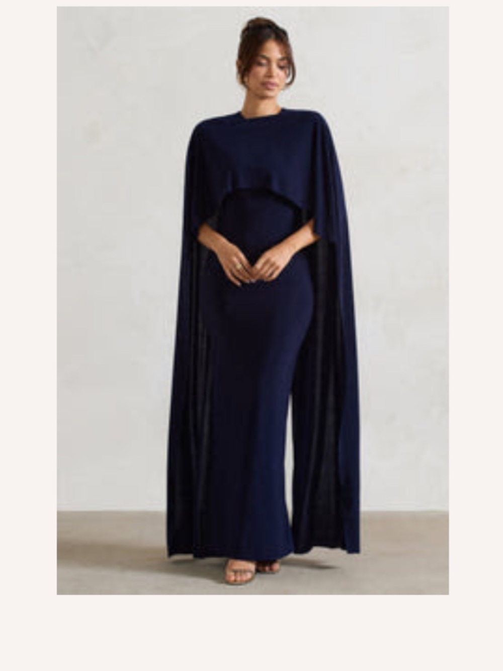 Club L London Navy Blue Cape Maxi Dress